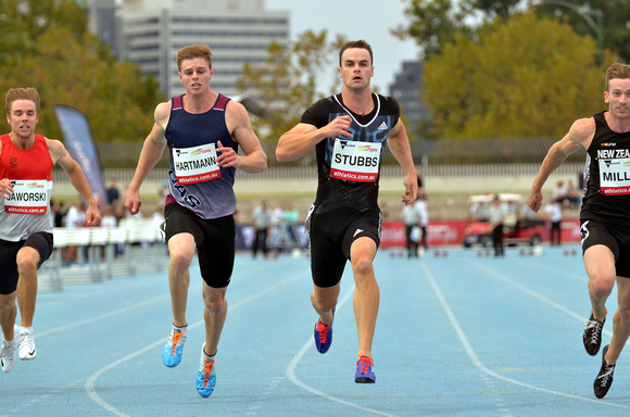 Aaron Stubbs wins 100m